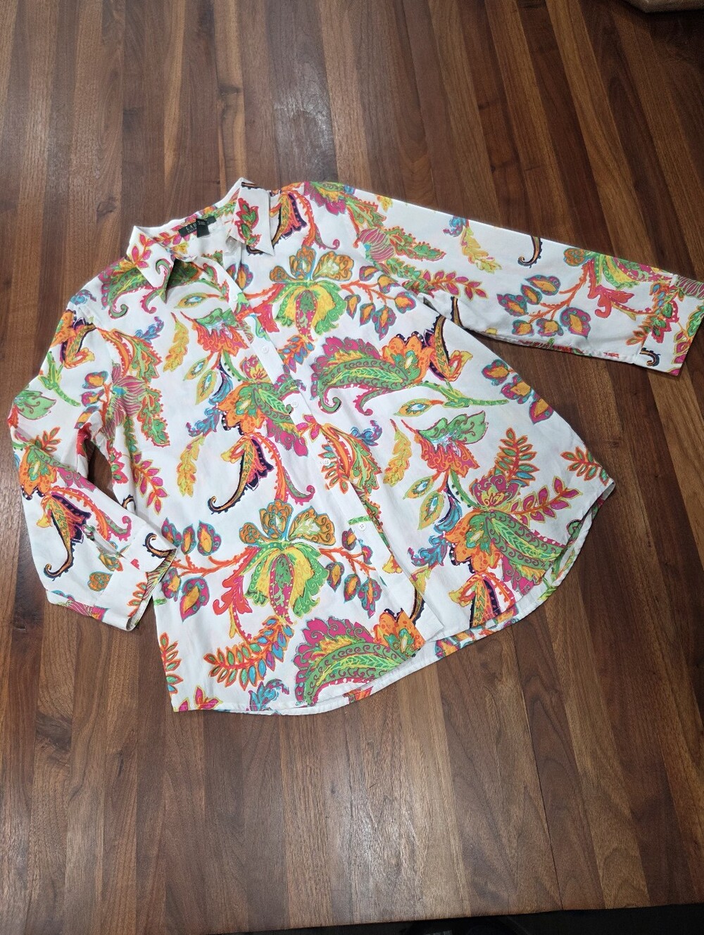 Lauren Ralph Lauren Art To Wear Button-Down with Paisley Print Woman Size XL